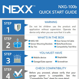 nexx garage quick start guide nxg-100b